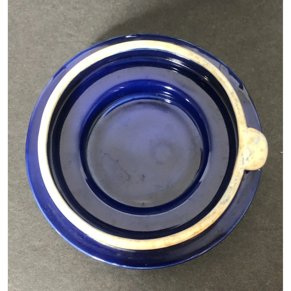 Sam Lebowitz Design COPCO Cobalt Blue Teapot with Lid 1982 Korea Striped Ceramic